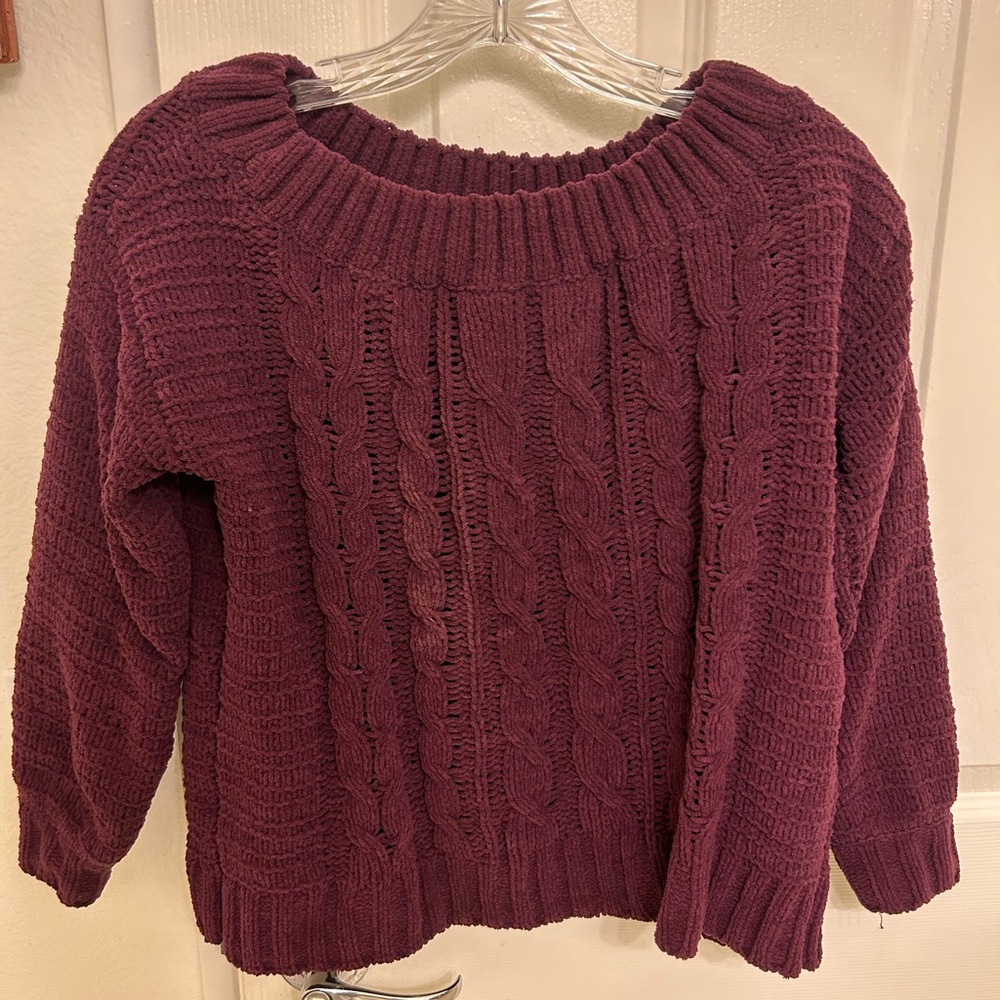 Size XS off the shoulder cable knit sweater